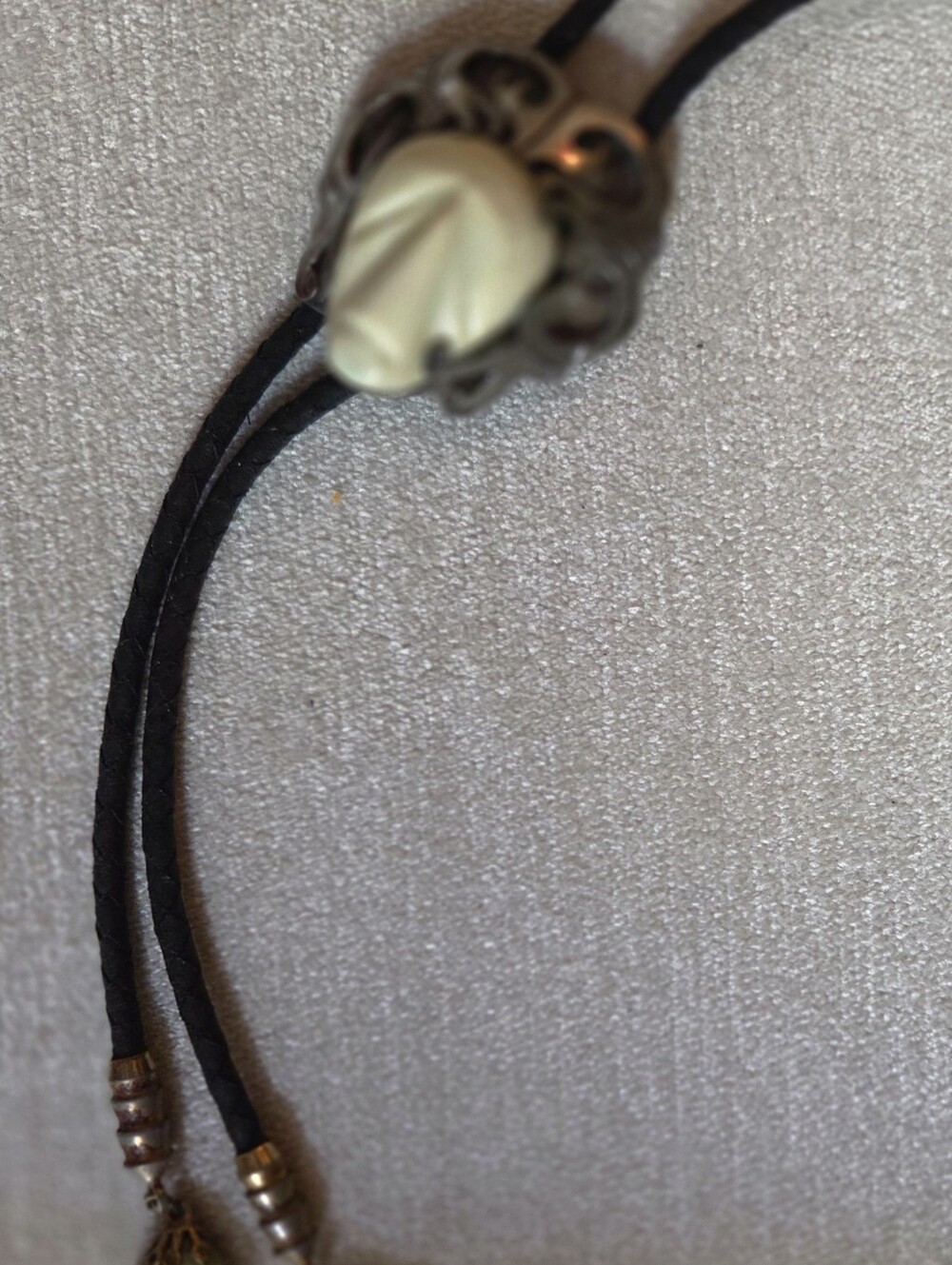 Stunning Vintage TAXCO  Silver Aztec Motif  Bolo  Black Cord/ Stone Tips